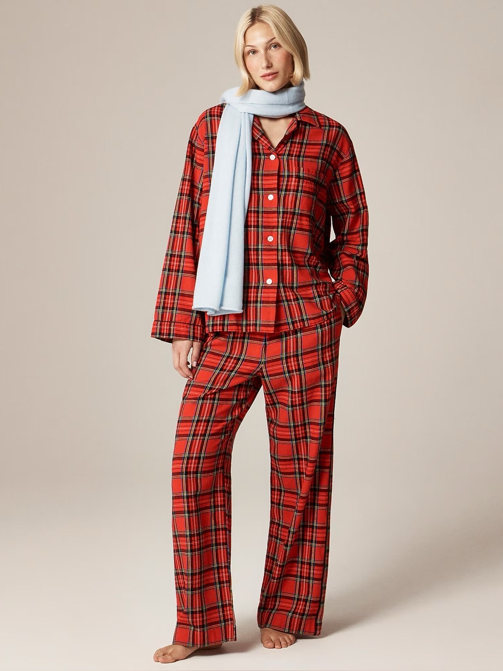 NWT - J.Crew Flannel long-sleeve pajama pant set in Good Tidings plaid